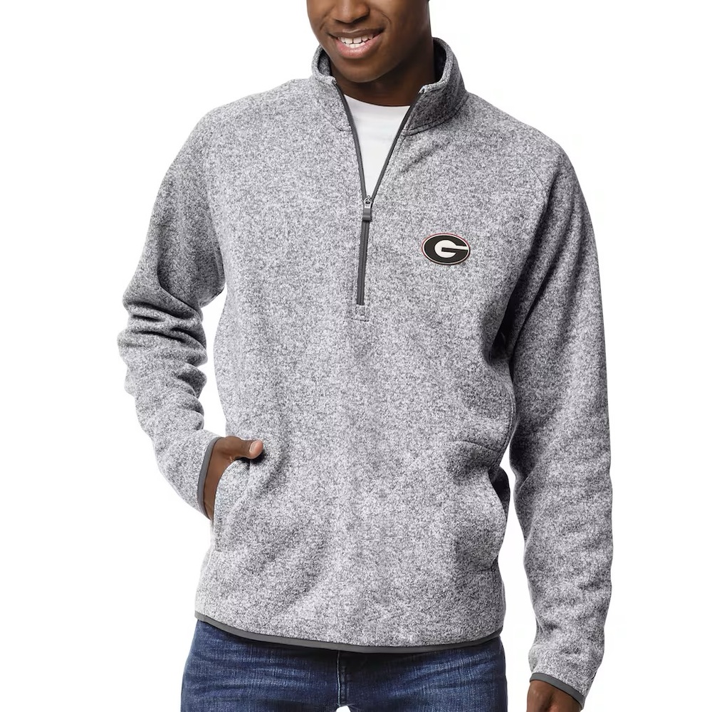 League Heather Gray Pullover with Georgia Bulldog Logo